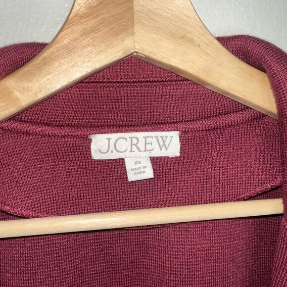 J.Crew Cecile Relaxed Sweater Blazer Pockets Burgundy Red/Maroon Size XS - Picture 2 of 5